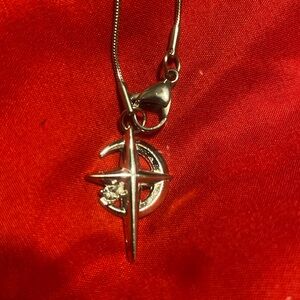 Irregular necklace moon star pendant necklace with a Diamond gem